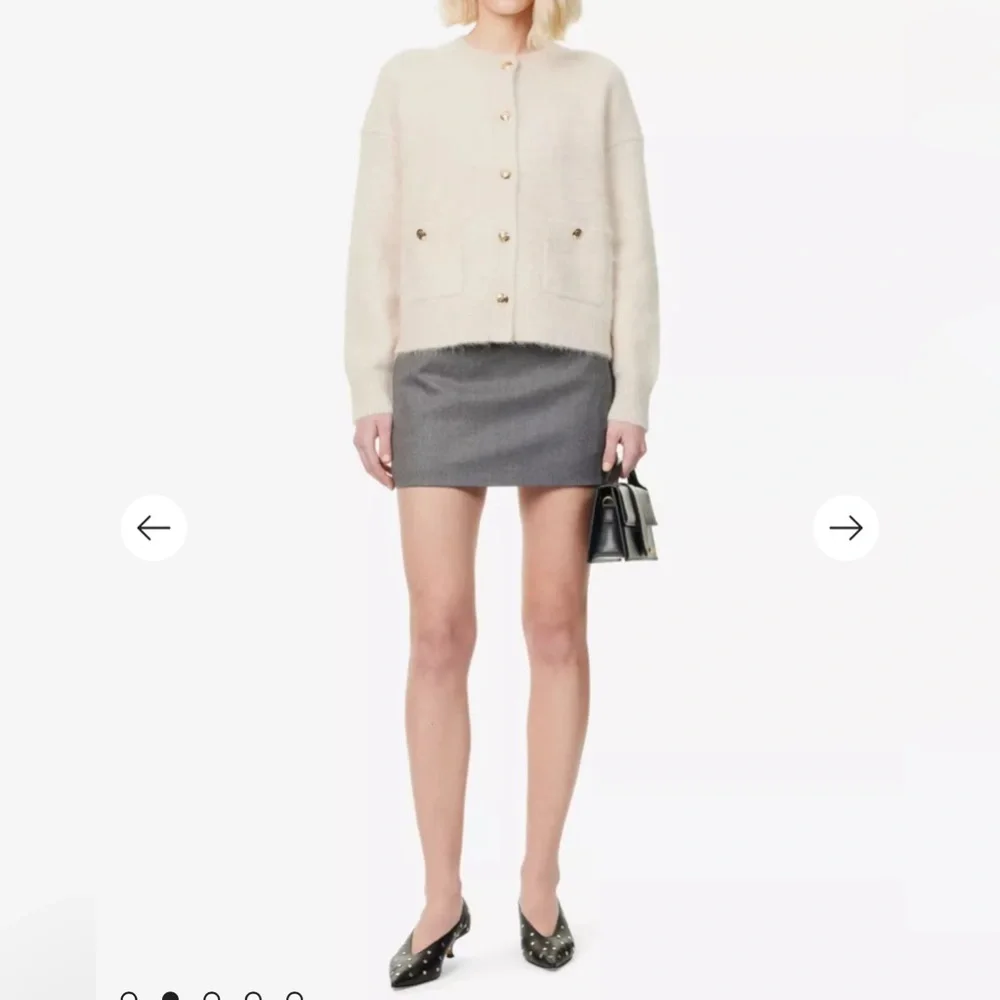 NWT Anine Bing Bobbie Cardigan in Light Oat Size Small Neutral Alpaca Sweater - Picture 7 of 10